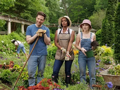 Brett (Ben Rappaport), Catherine (Aja Naomi King), and Alice (AnnaSophia Robb) of Grosse Pointe Garden Society on NBC.