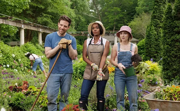 Brett (Ben Rappaport), Catherine (Aja Naomi King), and Alice (AnnaSophia Robb) of Grosse Pointe Garden Society on NBC.