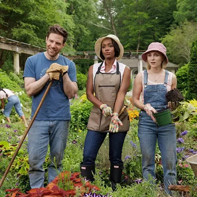 Brett (Ben Rappaport), Catherine (Aja Naomi King), and Alice (AnnaSophia Robb) of Grosse Pointe Garden Society on NBC.