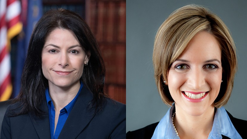 Michigan Attorney General Dana Nessel (left) and Secretary of State Jocelyn Benson.