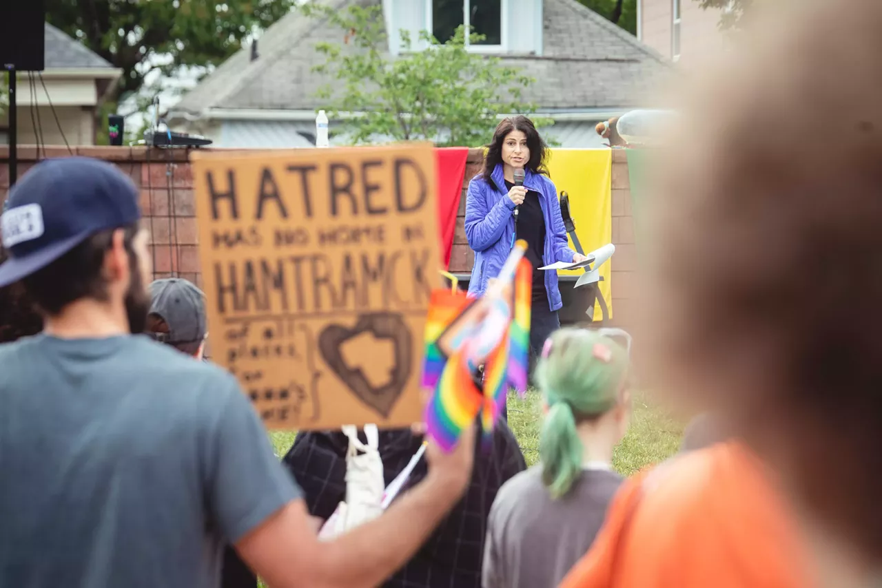 Image: Nessel joins Hamtramck protest over city banning LGBTQ+ Pride flags