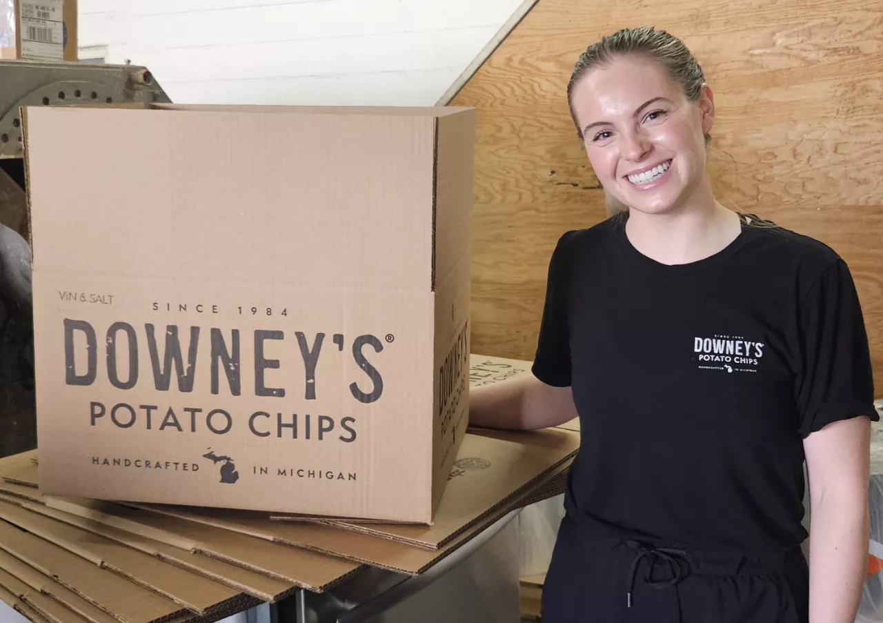Downey’s Potato Chips "The pride of Waterford, Downey’s potato chips have been kettle-cooked in small batches, by hand, since 1984. Kali Bagley carries on the tradition, using Michigan potatoes."