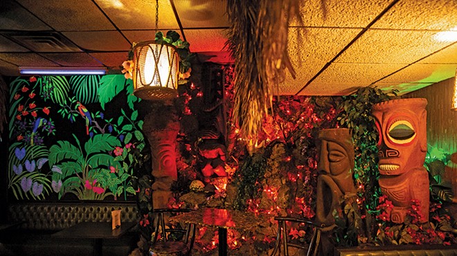 Tiki decorations at Chin’s Chop Suey in Livonia.