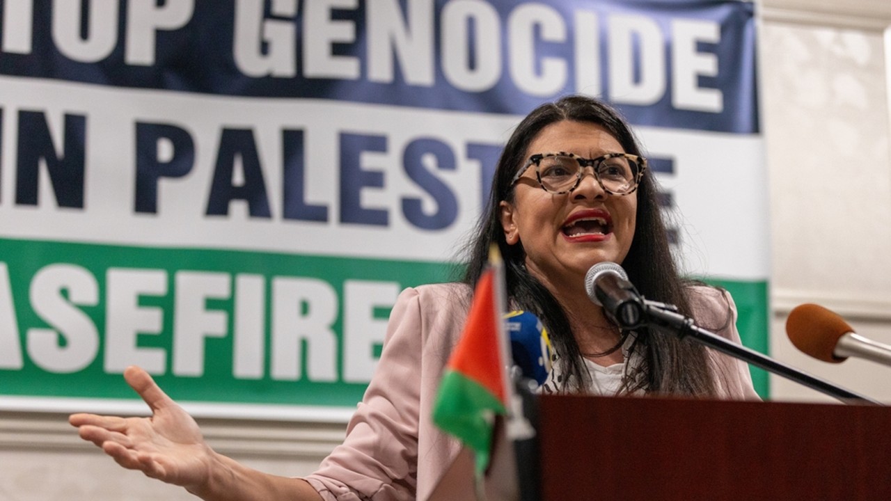 U.S. Rep. Rashida Tlaib delivered a speech in Dearborn in February, urging Democrats to vote "uncommitted" in the presidential primary election to protest President Joe Biden's support of Israel.