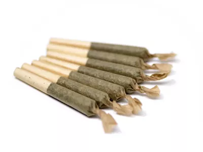 Pre-rolled cannabis joints.