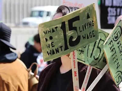 Protesters have demanded a living wage of $15 an hour nationwide.