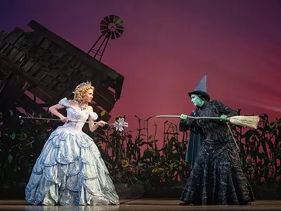 Celia Hottenstein as Glinda and Olivia Valli as Elphaba in the National Tour of Wicked.