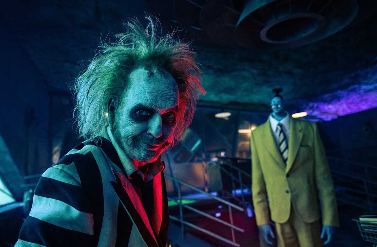 Michael Keaton as the titular character in Beetlejuice Beetlejuice.