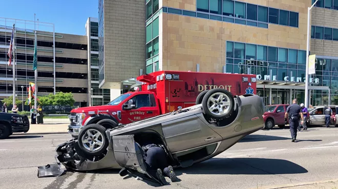 Car crash in Midtown in Detroit.