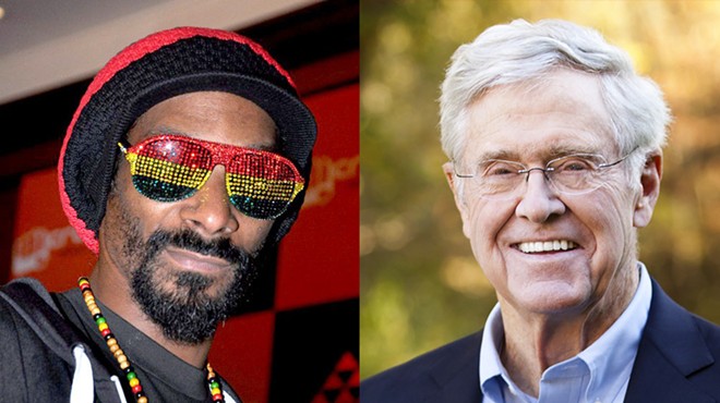 Snoop Dogg, left, and Charles Koch.