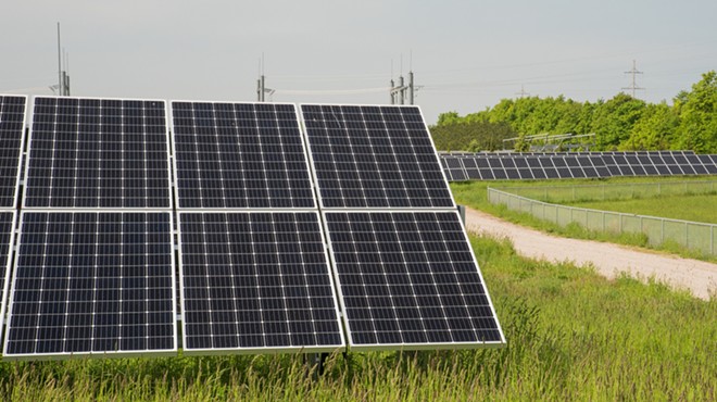 Solar panel array west of Traverse City.