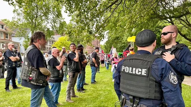 Detroit police initially stood near the bikers but eventually walked off.