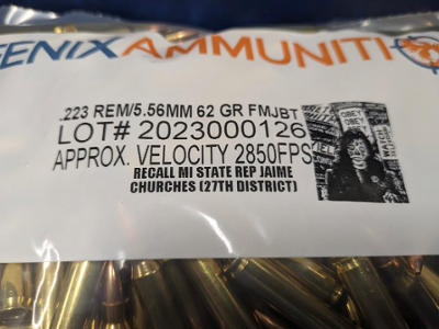 Fenix Ammunition is selling bags of bullets that promote the recall of state Rep. Jaime Churches, a Democrat from downriver.