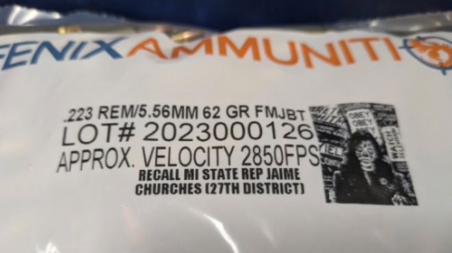 Fenix Ammunition is selling bags of bullets that promote the recall of state Rep. Jaime Churches, a Democrat from downriver.