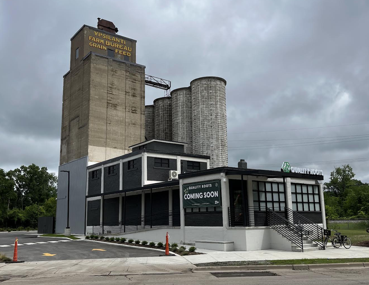 The new Quality Roots dispensary has taken over a building that once held the Farm Bureau and, later, Frog Island Brewery.