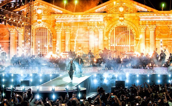 Eminem performs at a concert to commemorate the new Michigan Central.