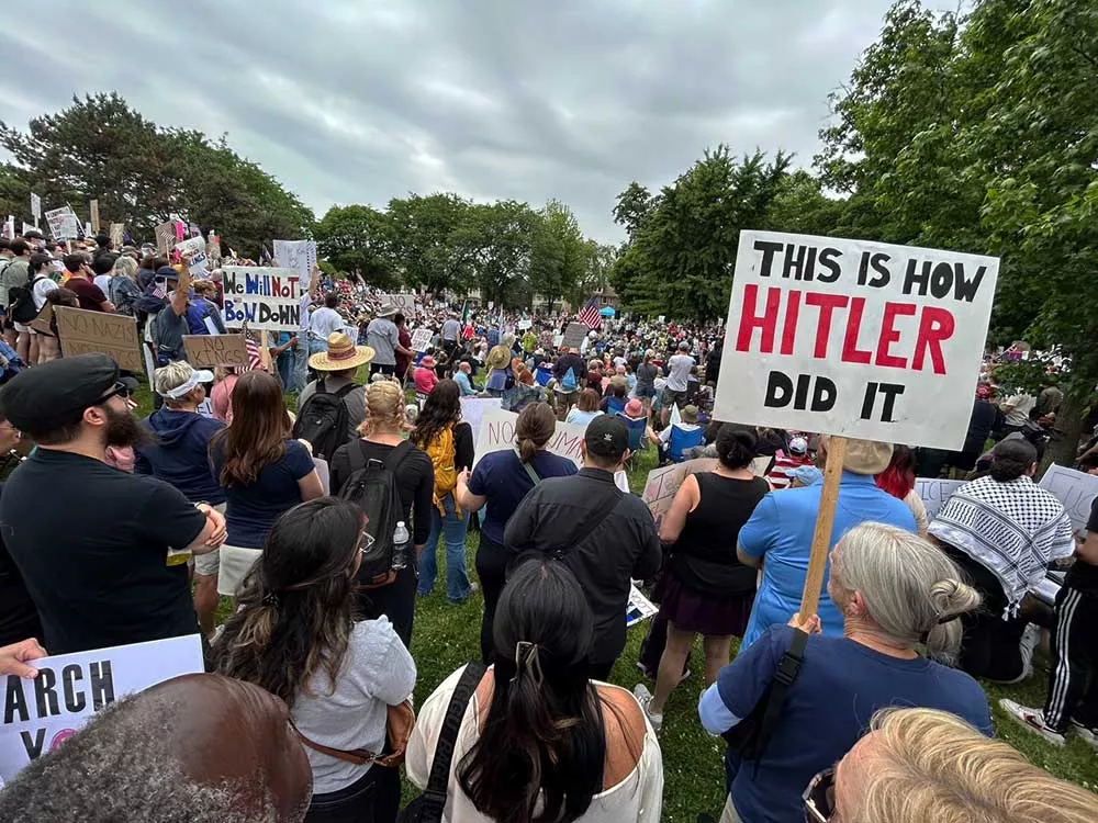 Rallies broke out across the U.S. on Saturday, with calls denouncing authoritarianism and crackdowns on immigrants.