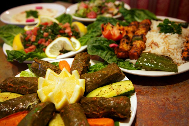 Plates of bounty abound at Dearborn's newly reopened La Shish. - MT photo: Hassaan Bey