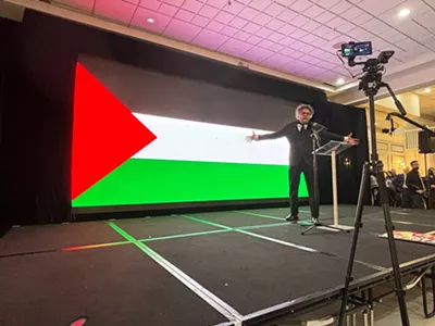Cornel West shows solidarity with the people of Palestine at a Dearborn rally.