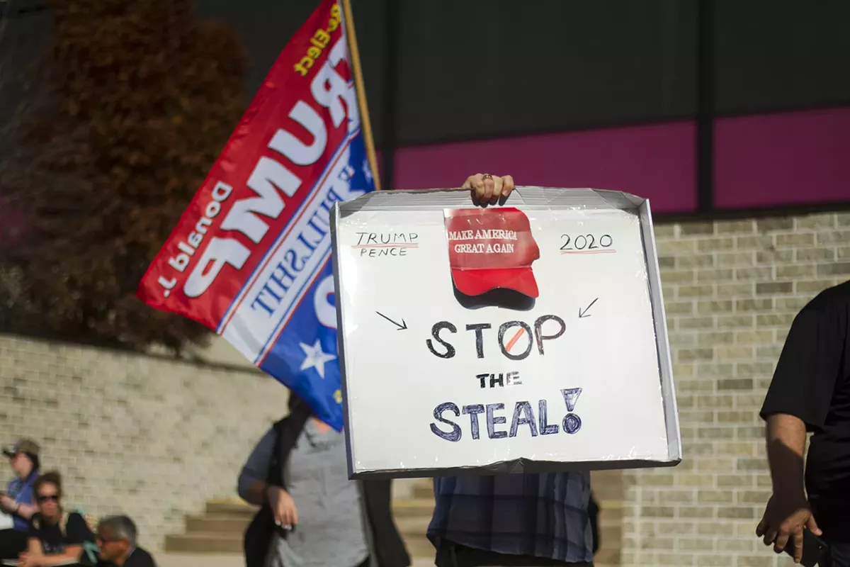 Image: Donald Trump supporters rallied in Detroit in November 2020, falsely claiming widespread election fraud.