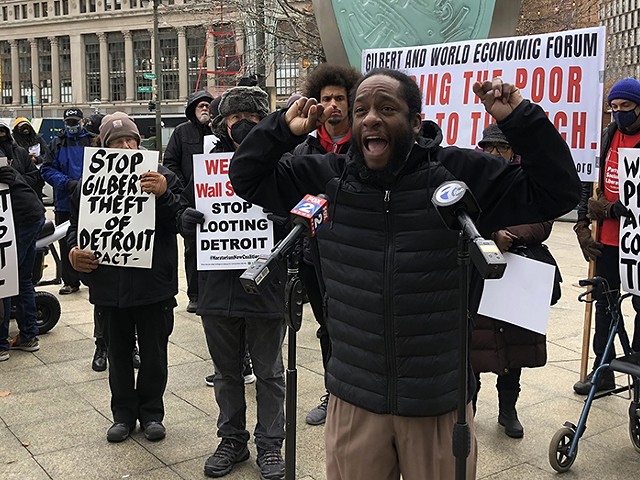 Protesters rally against World Economic Forum in downtown Detroit