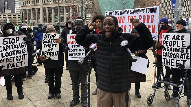 Protesters rally against World Economic Forum in downtown Detroit