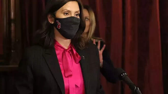 Gov. Gretchen Whitmer presents remarks at a press conference held on Nov. 10, 2020.