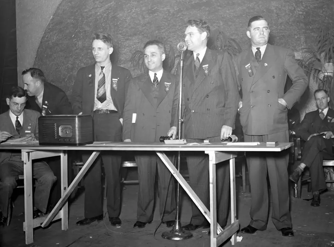  March 5, 1939: UAW officials Irvan Carey, Homer Martin, Frank Tucci and Lester Washburn.