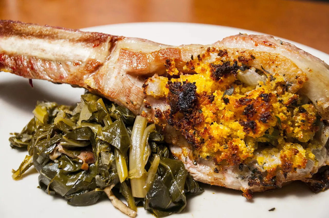 Zingerman's Cornbread Stuffed Pork Chops.