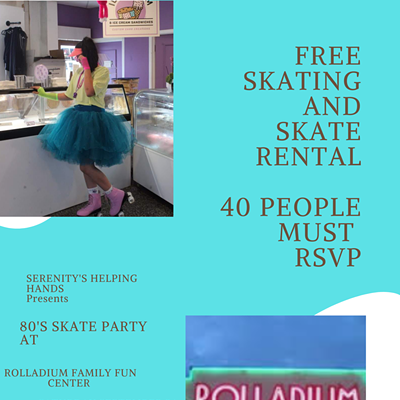 40 kids skates for free thanks to 15 year old Serenity Atkinson