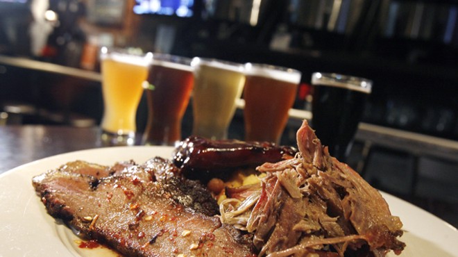 &quot;Combo Platter&quot; with smoked brisket, pulled pork, and bock-braised baby-back ribs from Blue Tractor in Ann Arbor.