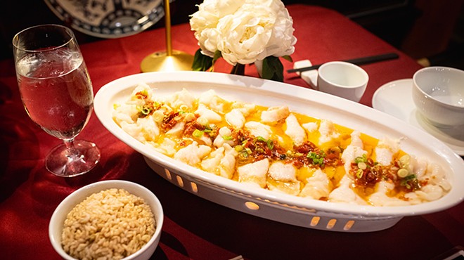 ShiangMi’s Steamed Fish Fillet with Chili Sauce is an enormous deboned basa, a type of Asian catfish.