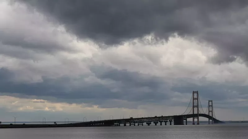 Line 5 splits into twin pipelines just west of the Mackinac Bridge, and crosses along the lakebed for four miles.
