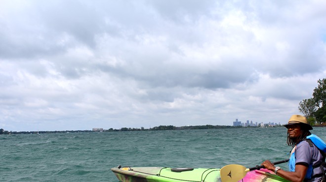 A kayaker on the Detroit River.