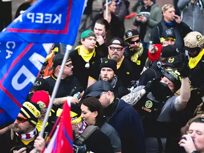 The "Million MAGA March" saw Proud Boys gather in Washington, D.C. in December.