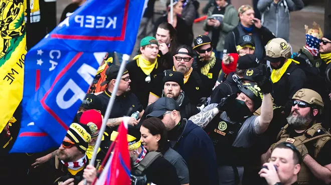 The "Million MAGA March" saw Proud Boys gather in Washington, D.C. in December.