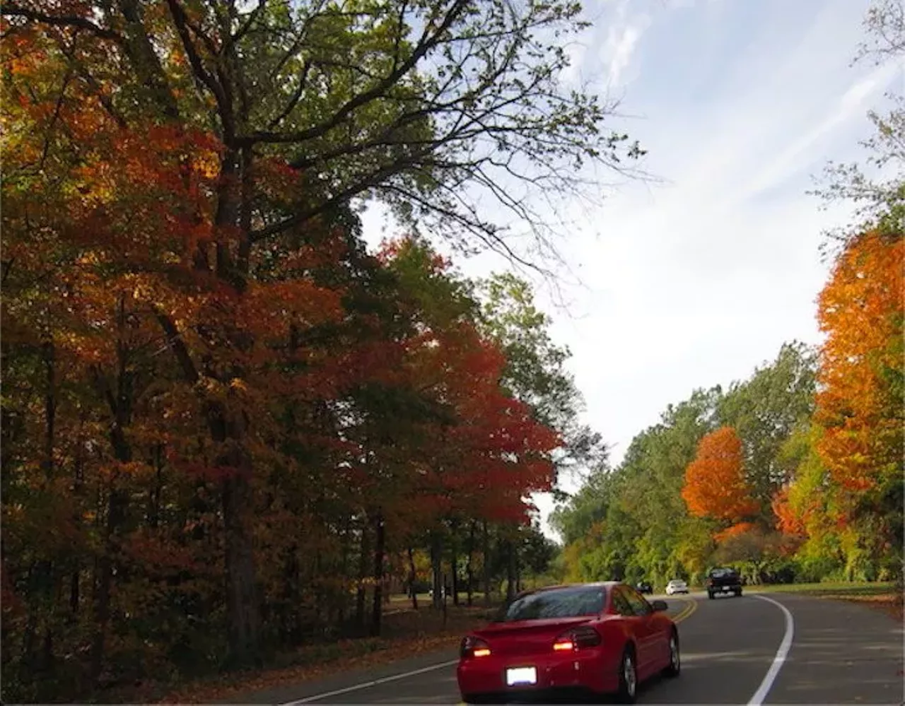 Hines Park Dearborn Hines Park might be known for its light display in the winter, but the trees and trails in the fall give a natural color show.Note: The Dearborn entrance to the park on Ford Rd. is currently closed.