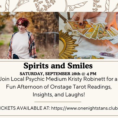 Image: Spirits and Smiles with Psychic Medium Kristy Robinett at One Night Stans