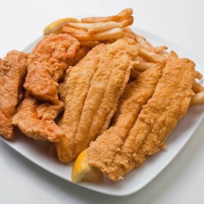 Nu Wave Fish & Chicken    21729 W. Eight Mile Rd, Detroit; 313-255-8840 |15607 W. Nine Mile, Southfield; 248-569-1111 | 2970 W. Davison St, Detroit; 313-868-9000 | 15030 E. Eight Mile Road, Detroit; 313-245-5100 | 14541 W. McNichols Rd., Detroit; 313-835-8000 | 19125 Telegraph Rd., Detroit; 313-537-1700; nuwavefishandchicken.com    This metro Detroit chain serves whiting fish dinners served with fries and coleslaw, as well as catfish, ocean perch, tilapia, and shrimp options.    Photo via Nu Wave Fish & Chicken/Facebook