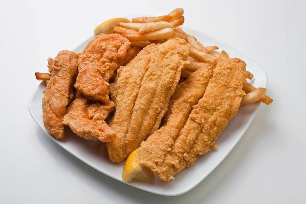 Nu Wave Fish & Chicken
21729 W. Eight Mile Rd, Detroit; 313-255-8840 |15607 W. Nine Mile, Southfield; 248-569-1111 | 2970 W. Davison St, Detroit; 313-868-9000 | 15030 E. Eight Mile Road, Detroit; 313-245-5100 | 14541 W. McNichols Rd., Detroit; 313-835-8000 | 19125 Telegraph Rd., Detroit; 313-537-1700; nuwavefishandchicken.com
This metro Detroit chain serves whiting fish dinners served with fries and coleslaw, as well as catfish, ocean perch, tilapia, and shrimp options.
Photo via Nu Wave Fish & Chicken/Facebook
