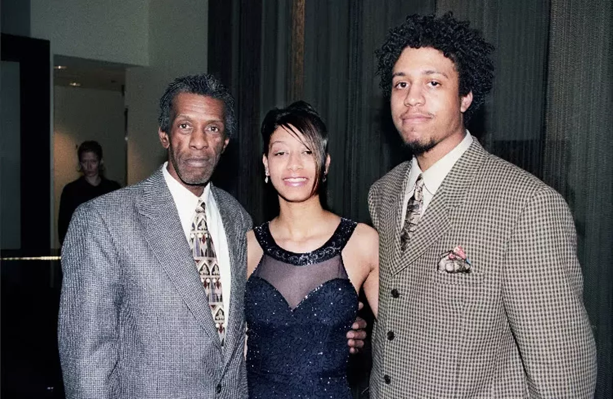 Image: James E. Wheeler pictured alongside his daughter Alima Wheeler Trapp and his son Ali Wheeler at New York's Museum of Modern Art in 1997.