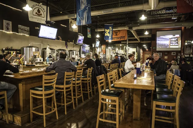 The Fort Street Brewery's house brews include root beer-flavored and "mocha" specials.