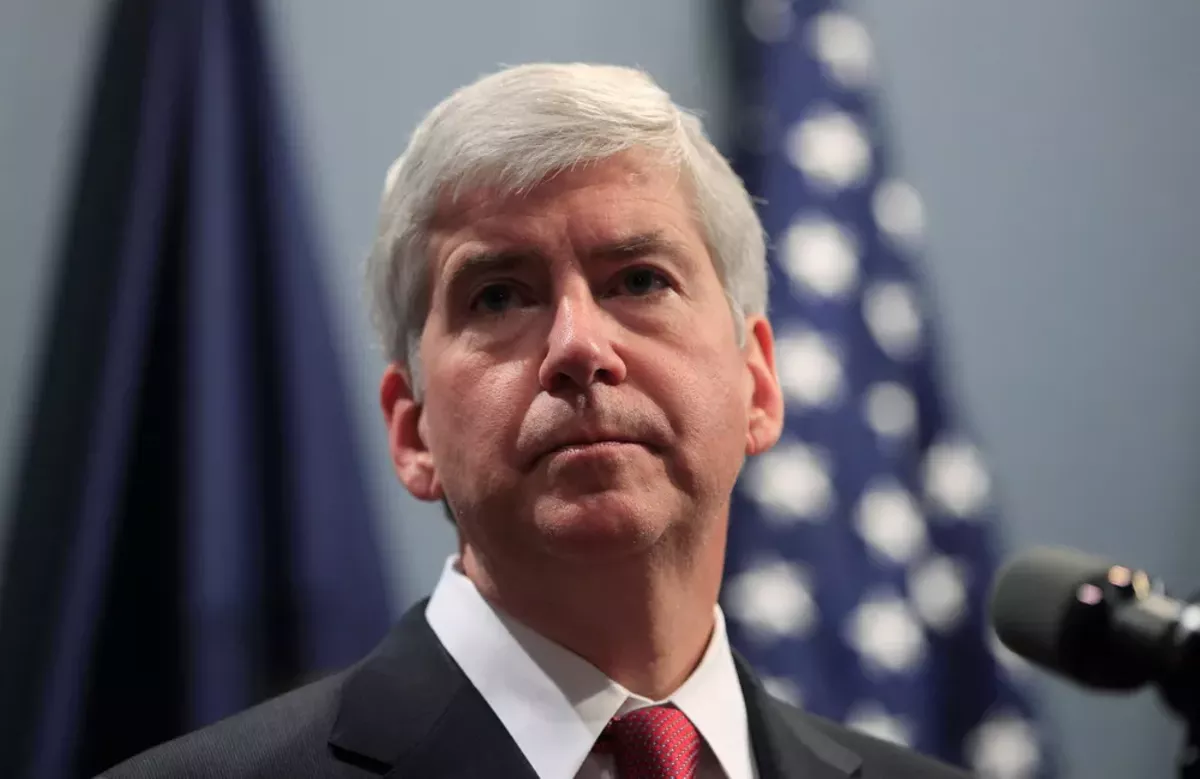 Image: Former Michigan Governor Rick Snyder faces charges of willful neglect in the Flint water crisis.