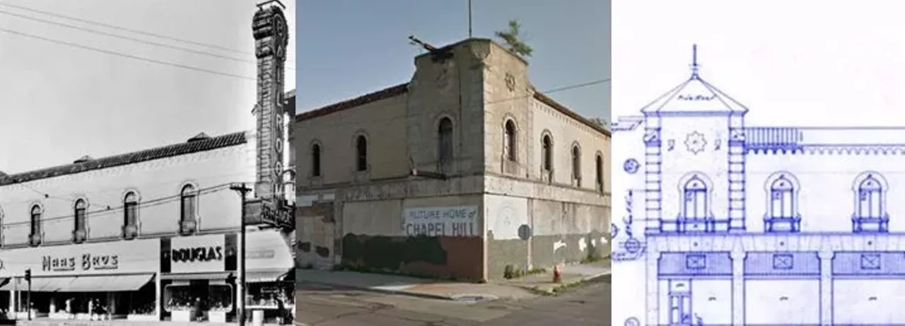 The Grande Ballroom 1928 and 2013 and future plans In its heyday, the Grande Ballroom was the place for young Detroiters seeking raw rock 'n' roll. The building closed in 1972, and vandals have done serious damage to the interior. In 2006, signs for Chapel Hill Church showed up, but not much progress was made. However, in November, 2017 a Gofundme campaign was created for renovations. Photo via historicdetroit.org Photo via google maps Photo via gofundme, Leo Early 