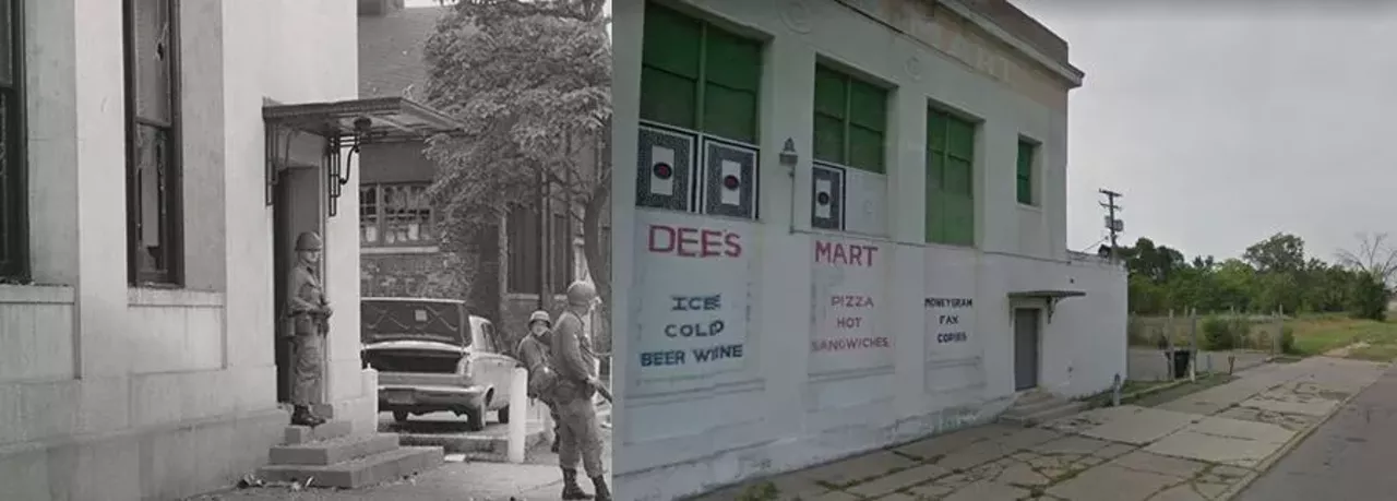 Collingwood and Hamilton Streets 1967 and 2015 This intersection found on the city's North End is a stretch of neighborhood that was destroyed during riots. It remains largely vacant. Photo via Metro Times Photo via Google Maps 