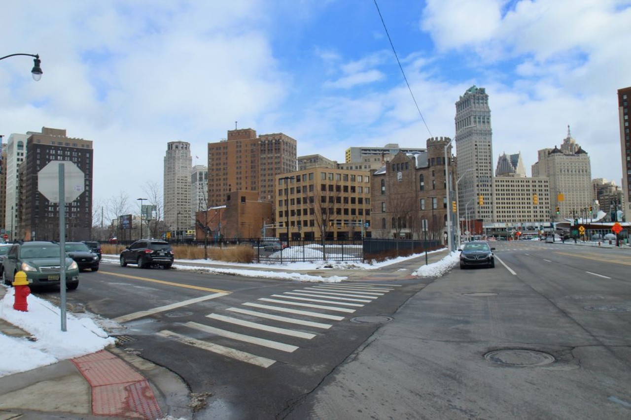 Now &#150; 2019
Intersection of W. Grand River Avenue and W. Elizabeth Street; Detroit
The building was purchased and demolished by the Ilitches to make room for parking in the burgeoning entertainment District.
Photo by Will Feuer