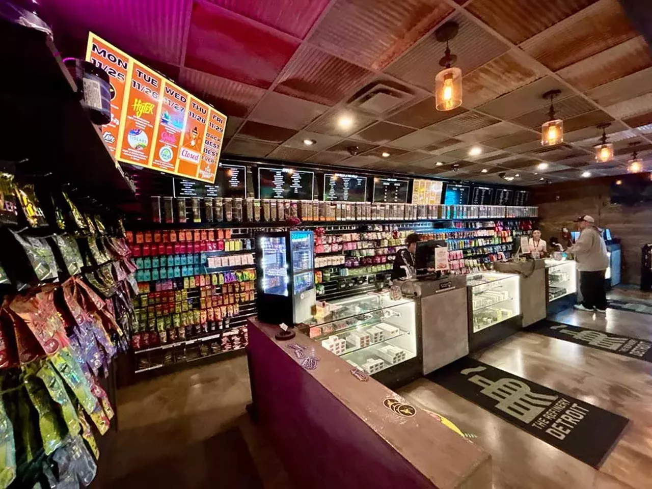 Refinery 12641 Stout St., Detroit; detroit.refinemi.com No dispensary in metro Detroit comes close to matching the quality, diversity, and prices at the Refinery. Located off I-96 on Detroit’s west side, the Refinery offers fresh, high-quality flower, concentrates, edibles, vapes, topicals, and tinctures at a lower cost than its competitors. The flower deli selection is so large that it spans both sides of the store, offering customers a wide variety of choices they can see and smell. And unlike many dispensaries, a majority of the Refinery’s flower selection is high in quality. The lineup includes A1Za, Doghouse Farms, Exotic Matter, Favrd, Fractal Cannabis, Mi Loud, Seed Junky, Society C, Tip Top Crop, Voyage Bloom, and Hytek, the dispensary's sister brand. The Refinery also has a wide selection of top-tier live rosin, an increasingly popular solventless concentrate prized for its quality and flavor. The rosin brands include 710 Labs, Hytek, Wojo, Eastside Alchemy, Exotic Matter, Apex Solventless, Lambchop, Peninsula Gardens, Monopoly Melts, and Yetistash, and they come in jars or vapes. While the Refinery is often busy, the dispensary is fully staffed with friendly and knowledgeable budtenders, so there’s almost never a wait. As an added benefit, the Refinery has one of the best deals for first-time customers. For the first three visits, customers receive a free deli eighth of their choice, including top shelf, for spending at least $50.