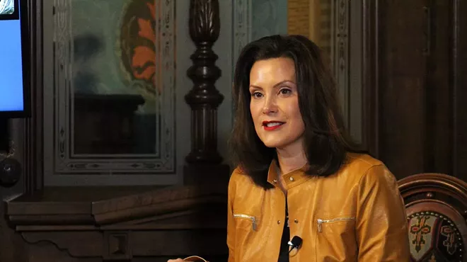 Gov. Gretchen Whitmer at a press conference.