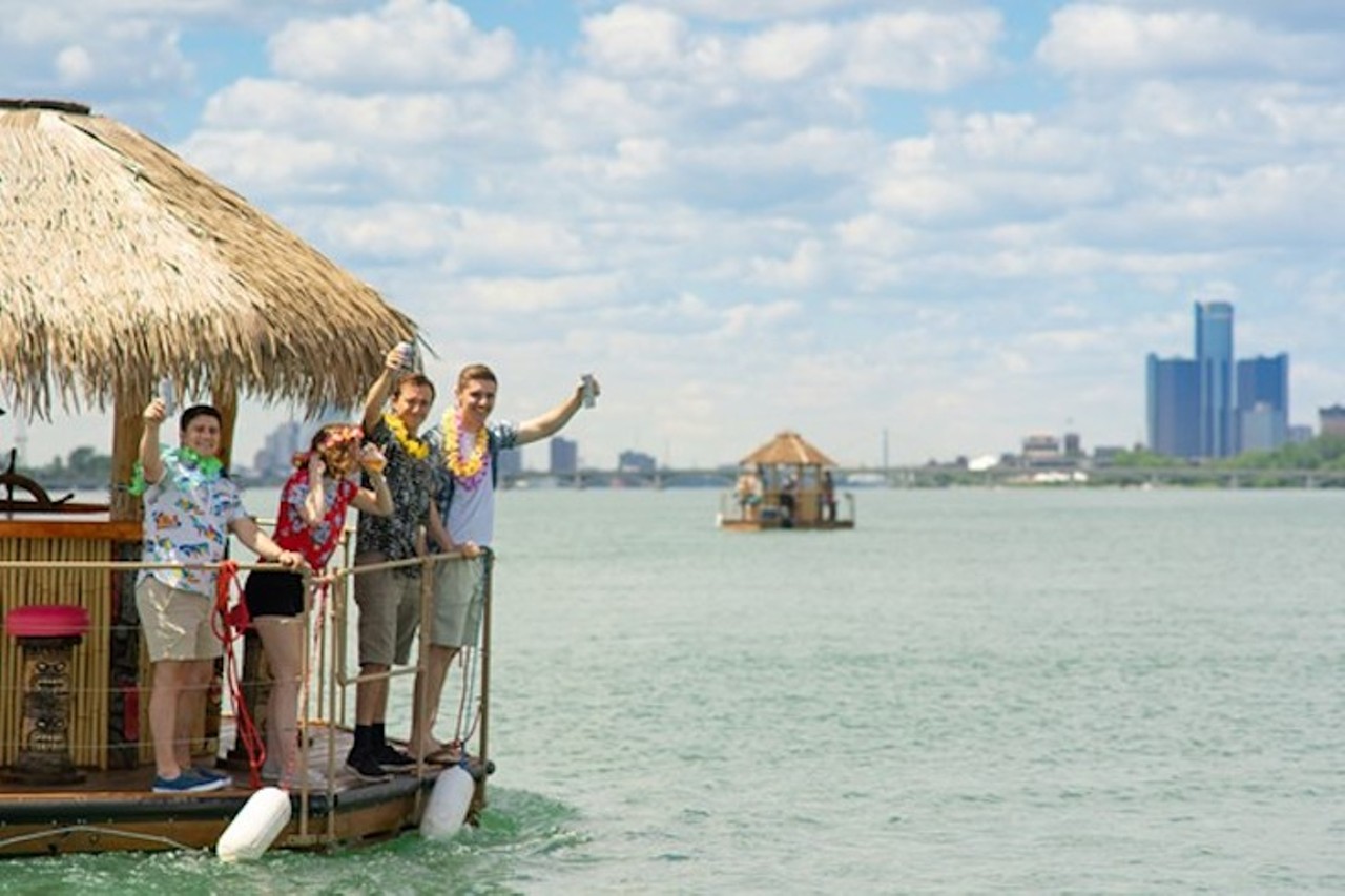 Aloha Tiki Tours
Available out of Sindbad's Restaurant & Marina, 100 Saint Clair St., Detroit; Blossom Heath Park and Pier, 24800 Jefferson Ave., St. Clair Shores; 507 Biddle Ave., Wyandotte; alohatikitours.com
Since 2019, Aloha Tiki Tours has offered two-hour tours of the Detroit River via a fleet of Bluetooth speaker-equipped octagonal floating tiki boats where up to six guests are invited to BYOB &#151; with a captain, of course. (God, can you imagine a world where tiki boats were captainless? Mayhem, we say. Mayhem!) The tours cost $275-$300 Monday-Thursday and $300-$325 Friday-Sunday. New this year, the company debuted a tiki-themed pedal pub, which the owners claim is the world's first. The thatch roof and bamboo-accented Tiki Bar Bike leaves from Bookies Bar and Grill (2208 Cass Ave., Detroit; 313-962-0319; detroitrollingpub.com) and can seat 16. Like the Aloha Tiki Tour boats, drinks are BYOB, and tours are two hours. According to a Facebook post, all customers will get a $20 gift card to use at Bookies after the tour. Tours are $295 Monday-Thursday, $375 on Fridays, $400 on Saturdays, and $345 on Sundays.
Photo by Noah Elliott Morrison