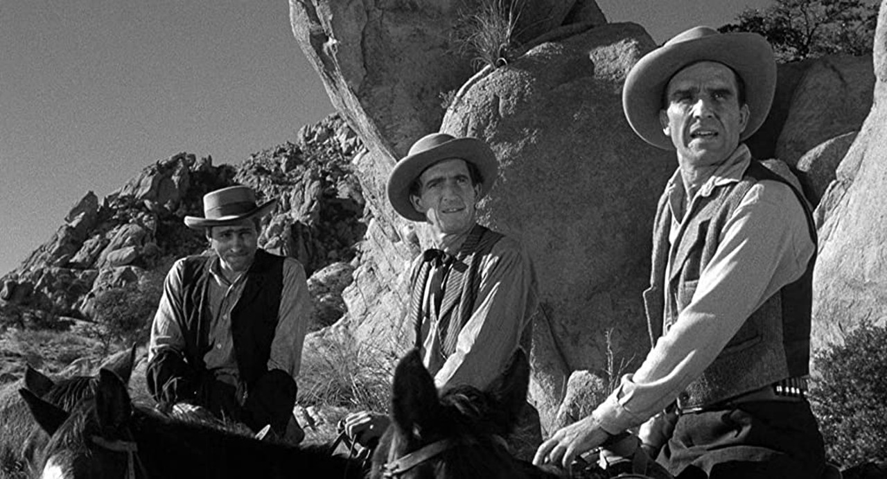 3:10 to Yuma (1957)
Directed by Delmer Daves. Written by Halsted Welles. Produced by David Heilweil.
Based on a 1953 short story by Leonard about an impoverished rancher who takes on a risky job escorting a notorious outlaw to justice, the film was selected in 2012 for preservation in the United States National Film Registry by the Library of Congress as “culturally, historically, or aesthetically significant.”